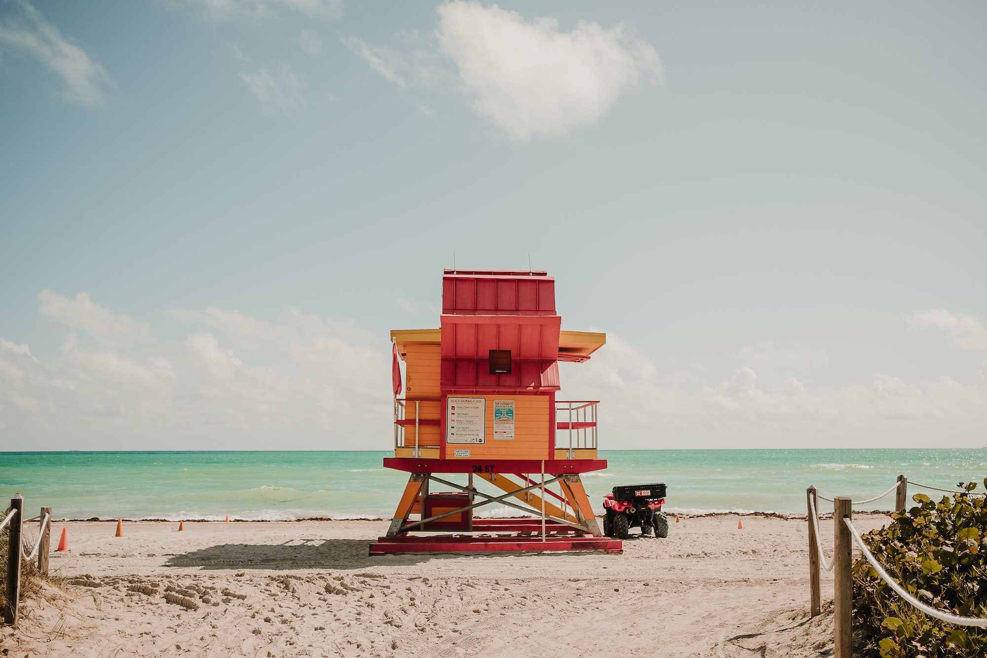 MIAMI, USA - November 13, 2018: Lifeguard tower on beach